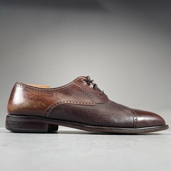 Mezlan Nicola Men's Size 10.5 M Brown Leather Cap Toe Lace-Up Oxford Dress Shoes - Picture 6 of 10